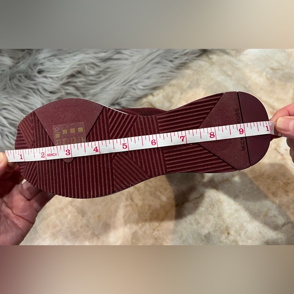 Michael Kors Swift Stretch Knit Crocodile Embossed Sneakers Booties - Burgundy - Picture 9 of 9